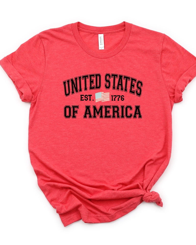 Front of a size 2XL USA est 1776 in Heather Red by Simply Sage Market. | dia_product_style_image_id:281324